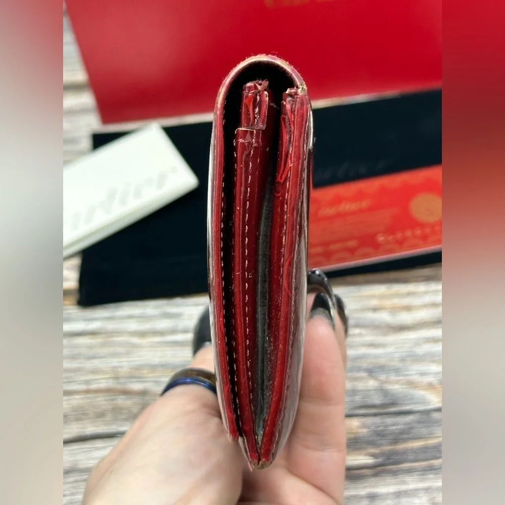 Cartier Red Glossy Long Leather Happy Birthday Wallet GUC Dust Bag, Box, Cards​​ - Picture 8 of 16